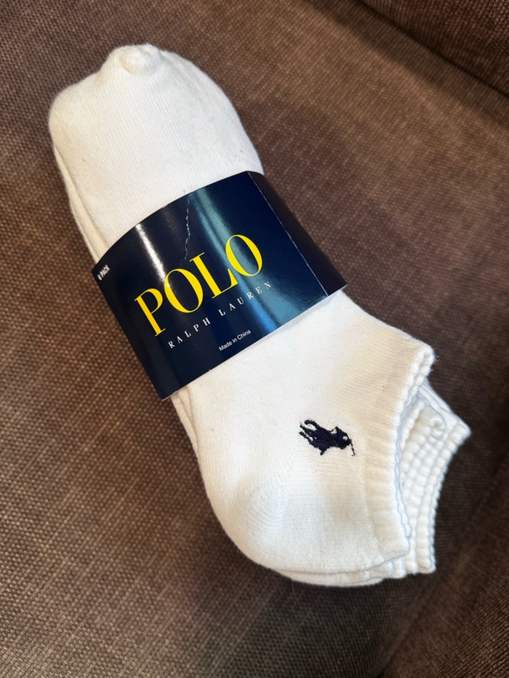Polo by Ralph Lauren White Low-Cut Socks with Navy Pony Logo